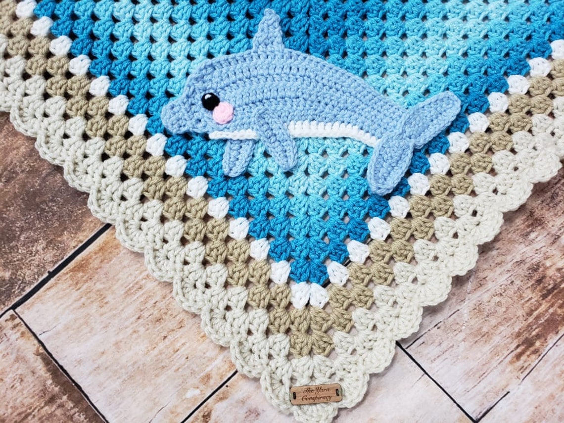 Handmade Dolphin Baby Blanket Crochet Baby Blanket Dolphin Etsy