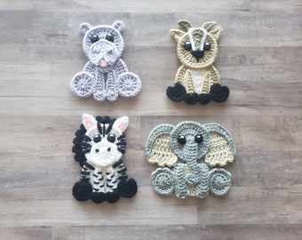 Paquete de apliques de safari africano - Patrón de ganchillo - Descarga digital