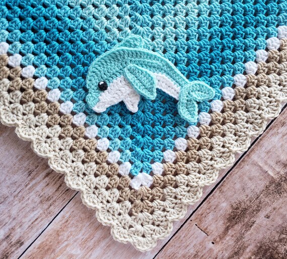 Handmade Dolphin Baby Blanket Crochet Baby Blanket Dolphin Etsy
