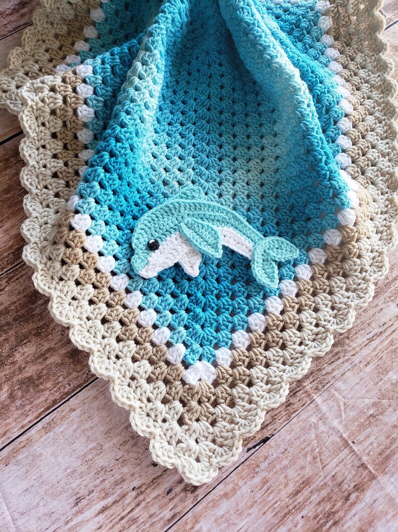 Handmade Dolphin Baby Blanket Crochet Baby Blanket Dolphin Etsy