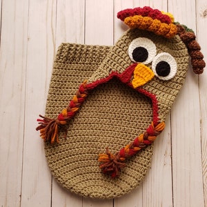 Turkey Sleep Sack/ Cocoon Crochet Pattern Only- Thanksgiving Turkey- Photo Prop- 0-3 Month Sleep Sack, Crochet Sleep Sack Pattern