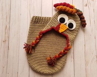 Turkey Sleep Sack/ Cocoon Crochet Pattern Only- Thanksgiving Turkey- Photo Prop- 0-3 Month Sleep Sack, Crochet Sleep Sack Pattern