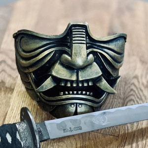 Half Gezicht Samurai Masker Oni Mempo Armor Japans Goud