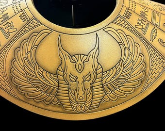 Anubis Egyptian Collar, God of Death Neck Guard, Black & Gold Pharaoh Gorget Armor, Boho Ritual Jewelry, Handcrafted Ancient Egyptian Accessory