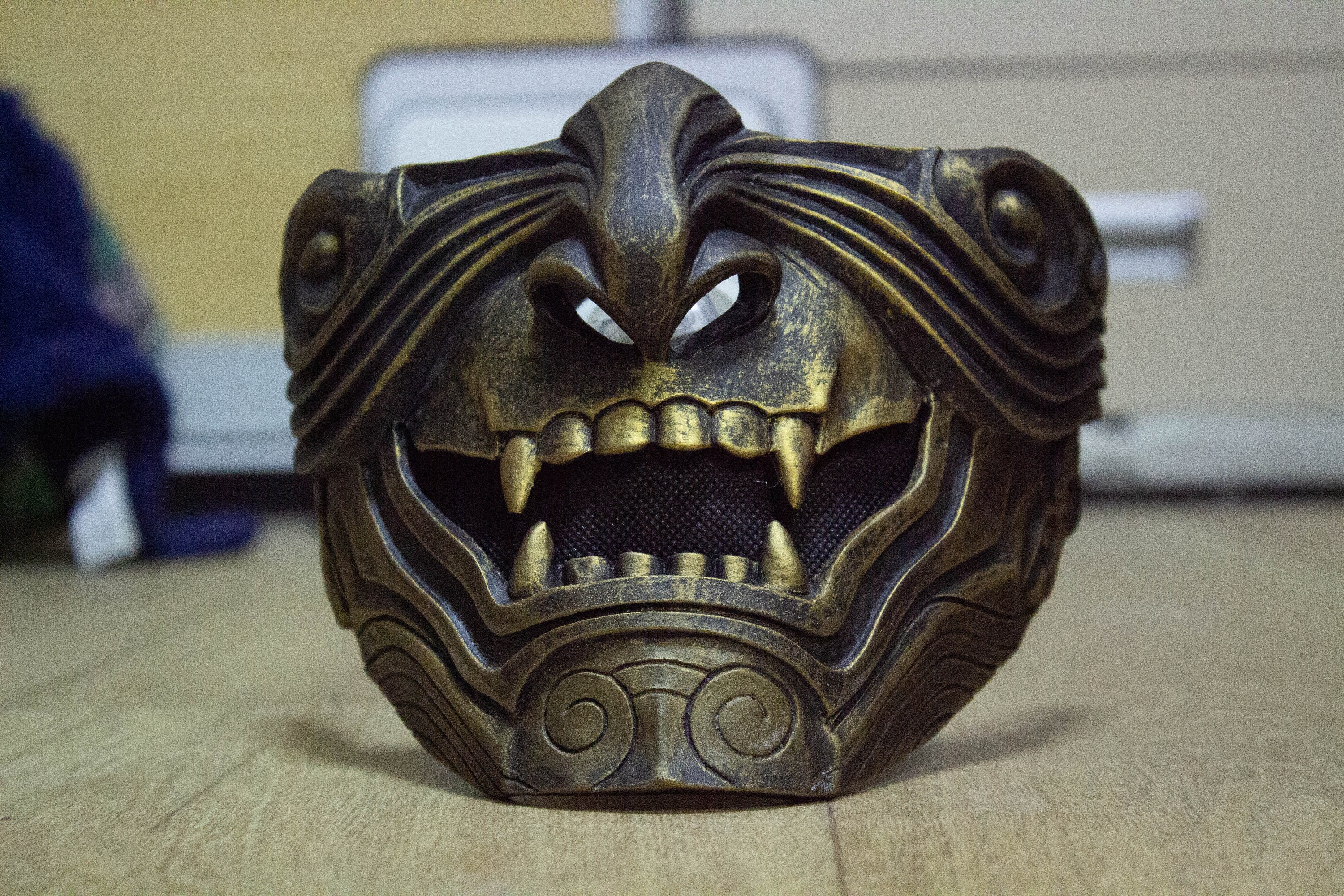 Vintage Media cara Samurai máscara Oni Mempo armadura japonés Etsy España