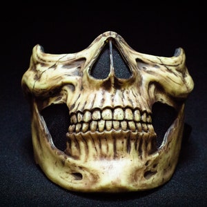Máscara de Hueso de Higgs en Death Stranding: Máscara facial inferior con calavera de hueso envejecido, Menpo samurái con mandíbula de esqueleto, Cosplay de Death Stranding, Armadura de demonio de hueso