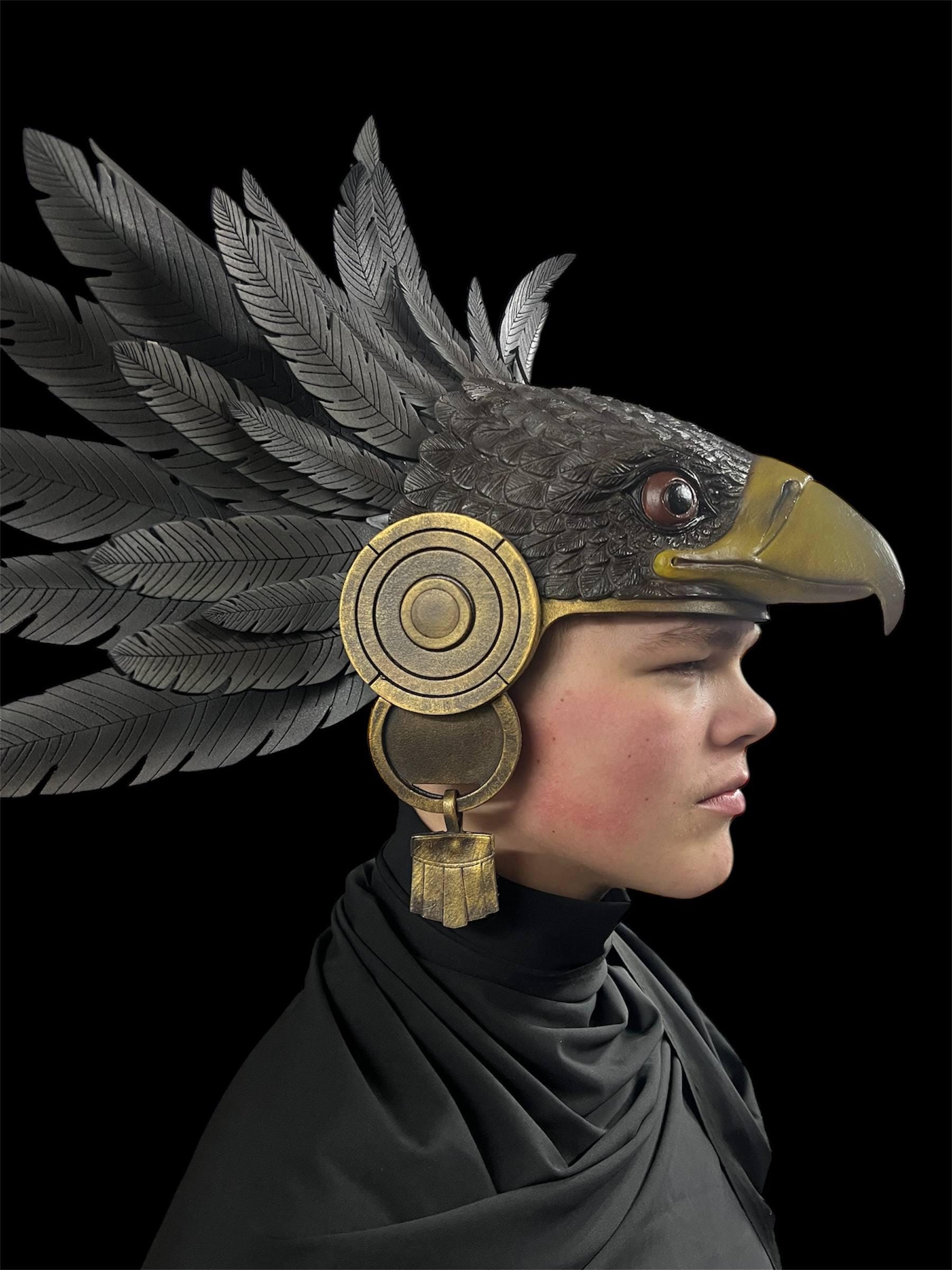 Aztec Eagle Warrior Mask, Hand-engraved Mayan Knight Helmet for Cosplay ...
