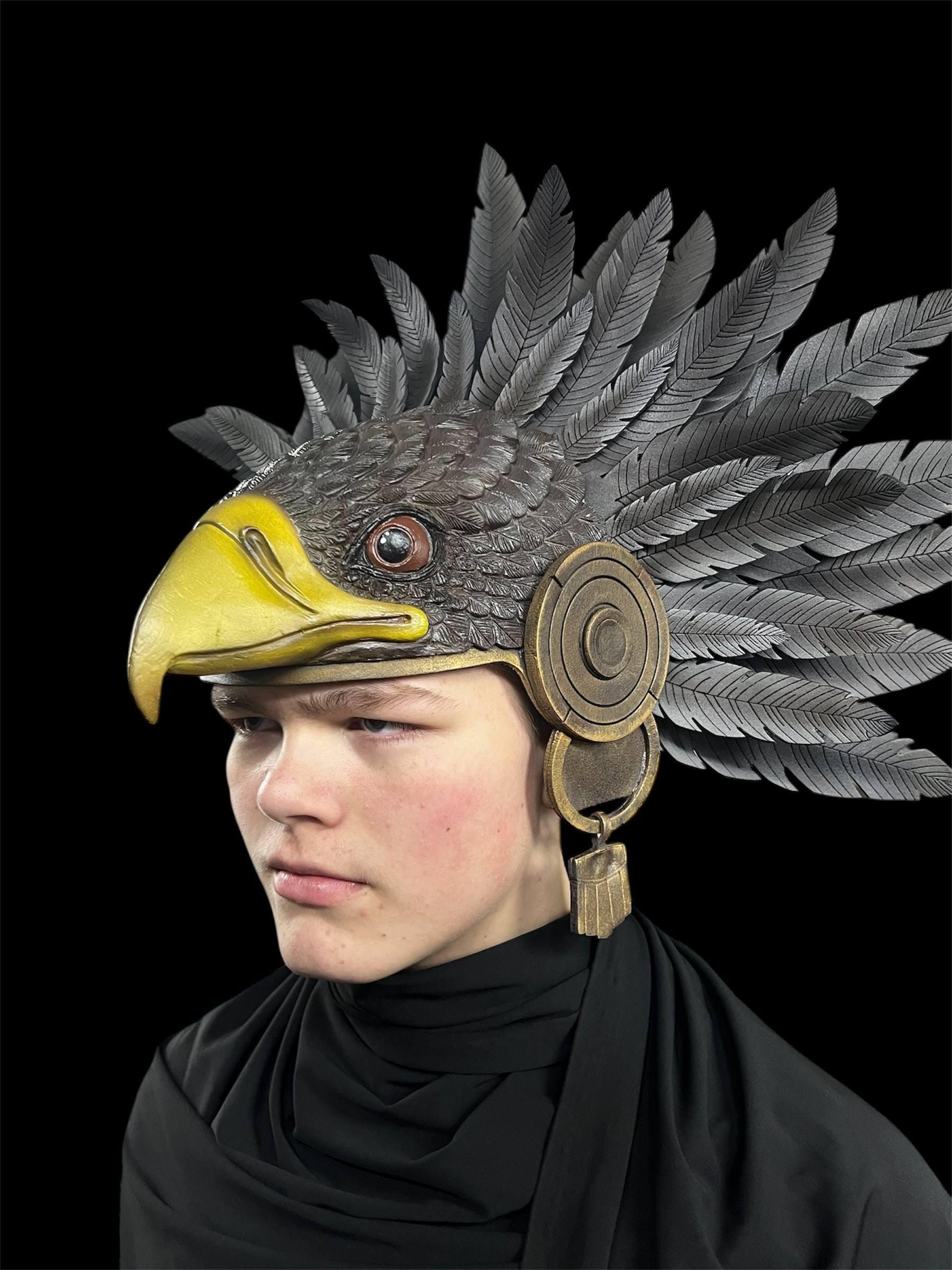 Aztec Eagle Warrior Mask, Hand-engraved Mayan Knight Helmet for Cosplay ...