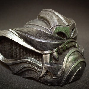 Silver Lion Oni Mask Half Face Samurai Armor - Etsy
