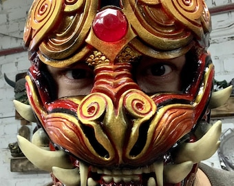 Mask The Lion of the Wind  Mask of a lion Samurai mask Samurai armor Cosplay kabuki japanese mask animal mask samurai  dragon  replica
