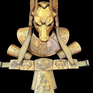 Full Anubis Costume, Ancient Egyptian God Armor Set, Professional Jackal God Cosplay, Complete Underworld Ritual Outfit with Mask and Armor