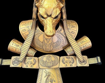 Full Anubis Costume, Ancient Egyptian God Armor Set, Professional Jackal God Cosplay, Complete Underworld Ritual Outfit with Mask and Armor