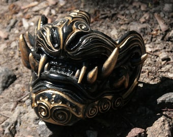 Mask Lion Mask Samurai Mask Samurai Armor Cosplay Kabuki Japanese Mask Samurai Dragon. Black samurai manmonster replica hannya mask