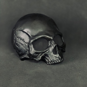 Human skull black half face mask