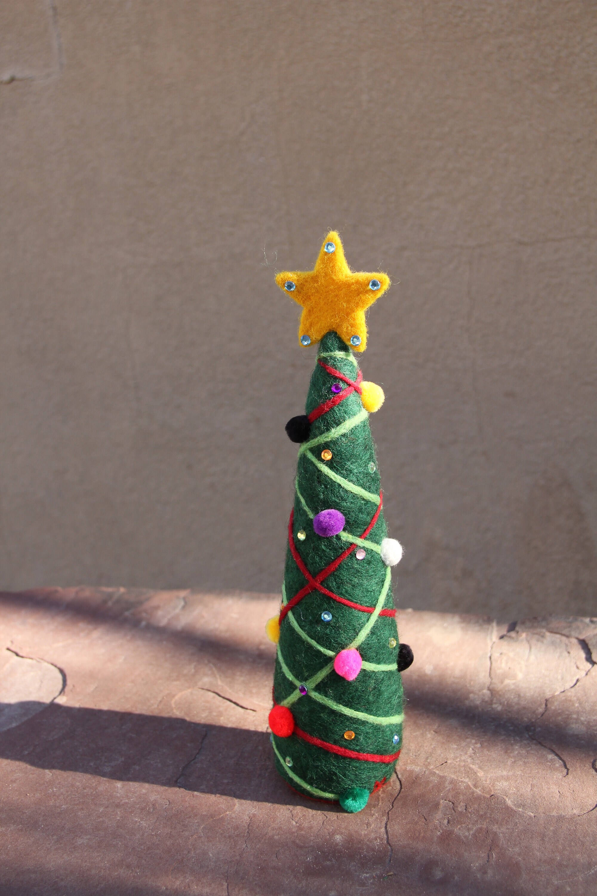 Christmas Needle Felted Green Tree Handmade 100 Wool With Etsy