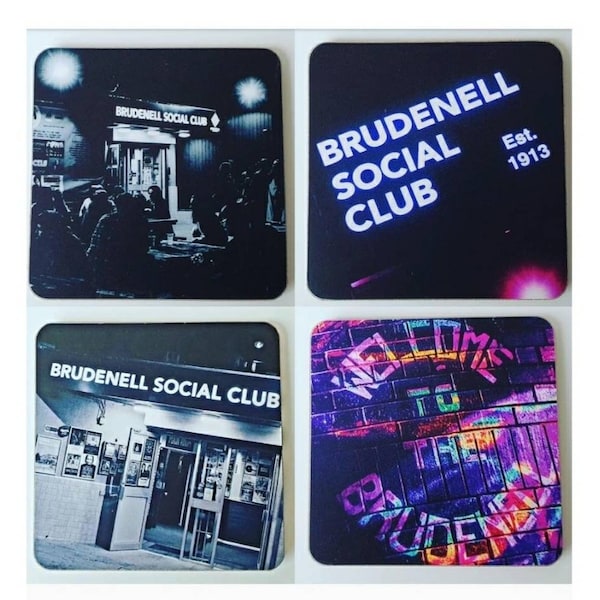 Brudenell Social Club coasters set of 4 / Vinyl / music/ Leeds / Gift for music lover / Leeds gift