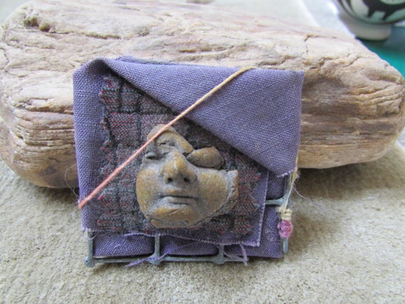 Laurie Mysterious Face Handcrafted Artist Brooch … - image 2