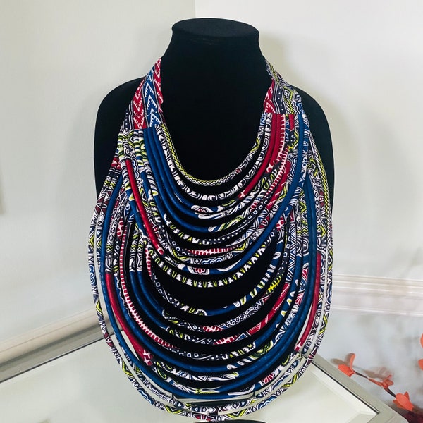 Donna H. Collection, African Print, Ethnic Jewelry, Statement Necklace, Ankara Necklace, Colorful Necklace, African Necklace
