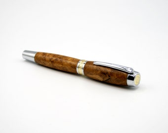 Handmade Wood Pen, Highly Figured Chestnut Oak Wood, Wooden Pen, Rollerball Pen