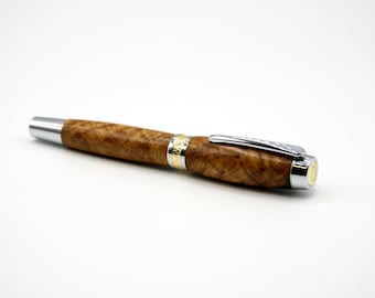 Handmade Wood Pen, Highly Figured Chestnut Oak Wood, Wooden Pen, Rollerball Pen