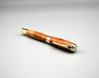 Handmade Wood Pen, Figured Apple Burl Wood, Penn State Apple Wood, Wooden Pen, Rollerball Pen