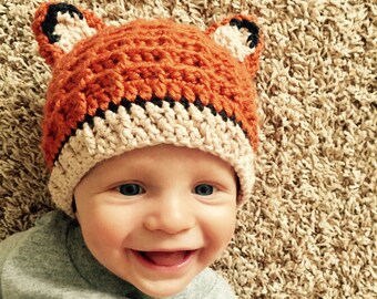 乳幼児、赤ちゃん、幼児、子供、青少年、大人用ワッフルフォックスビーニーハット