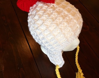 Chicken Beanie Hat for Infant, Baby, Toddler, Child, Adult Crochet