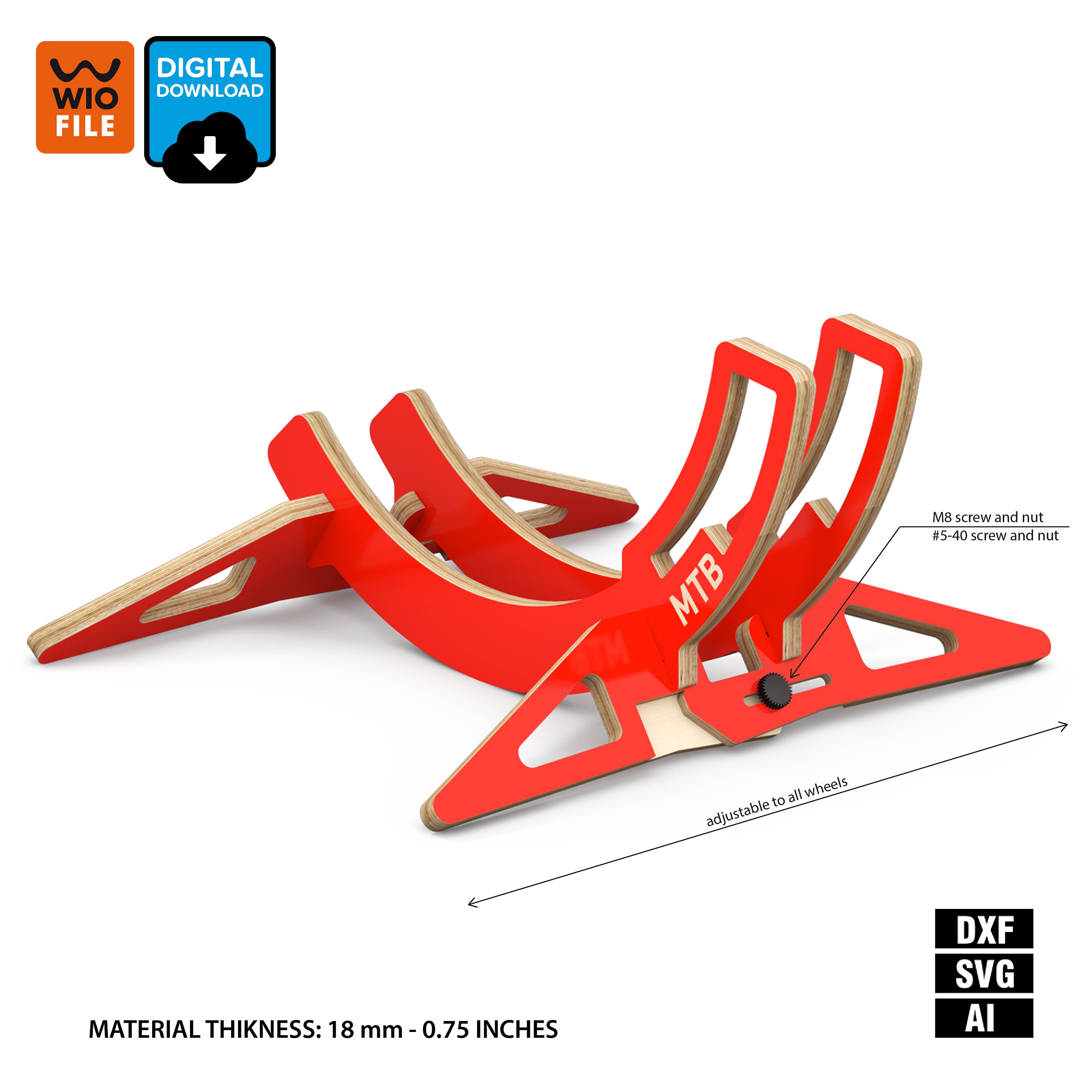 BIKE FLOOR STAND, Cnc Files for a Design That Adapts to All Wheel Sizes ...