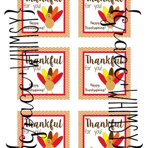Turkey Thankful for You Treat Tags - Etsy