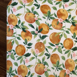 Orange Fruit with Vines and Pink Flowers