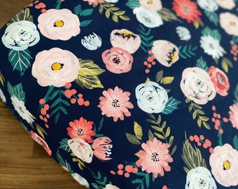 Dark Blue Flowered Print