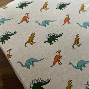 Tan Flannel Super Soft Colorful Dinosaurs Changing Table Cover