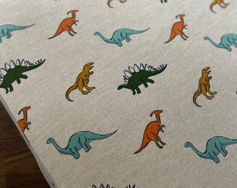 Tan Flannel Super Soft Colorful Dinosaurs Changing Table Cover