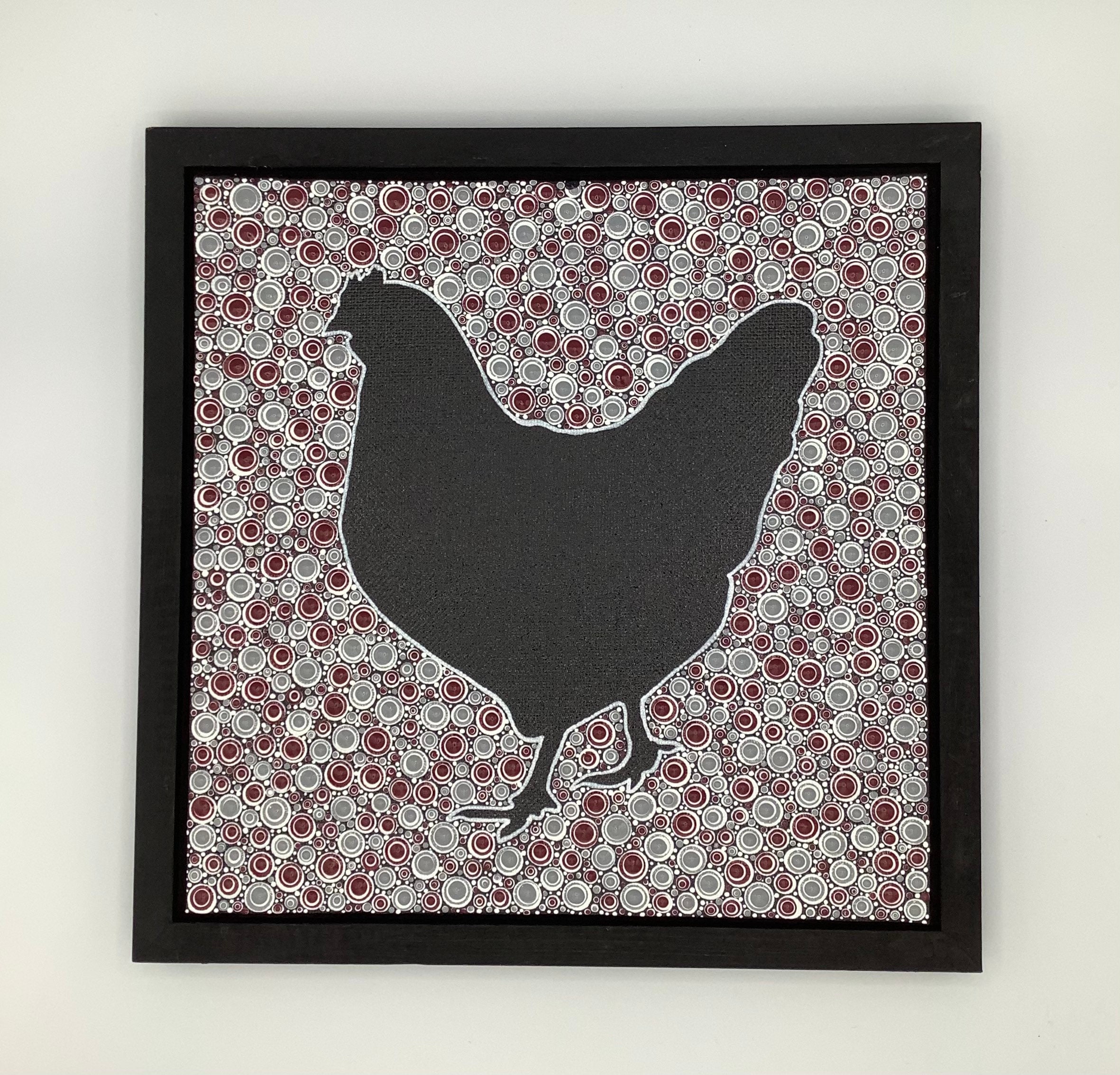 Chicken Silhouette Dot Art Canvas Painting 8x8 Hand Painted - Etsy