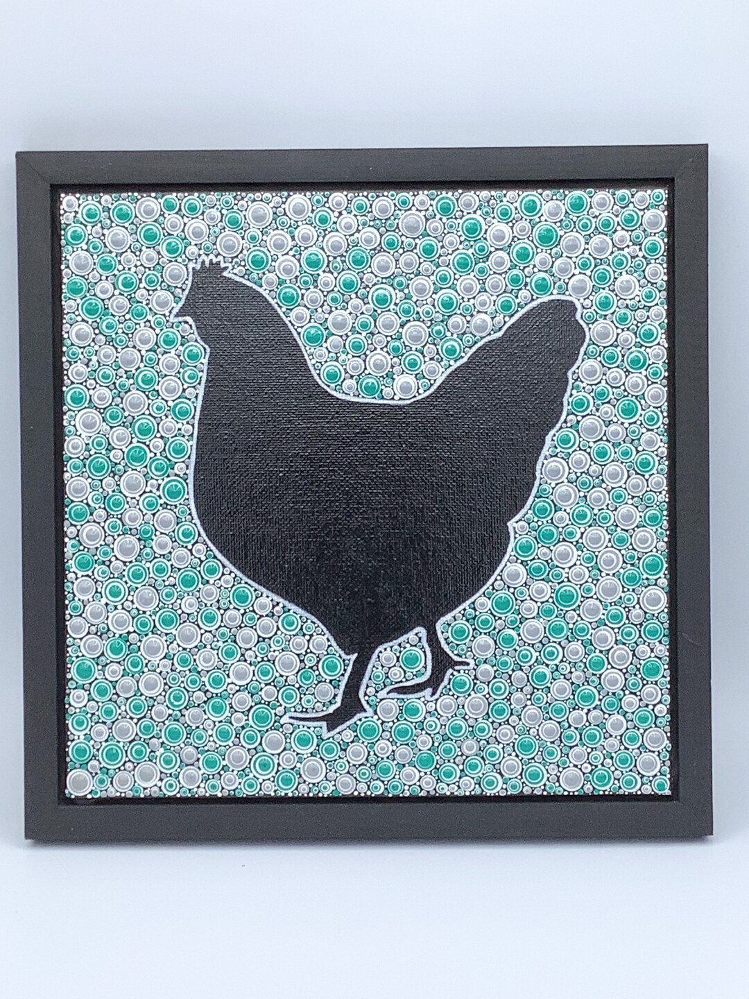 8x8 Silhouette Dot Art Chicken Hen Painting - Etsy