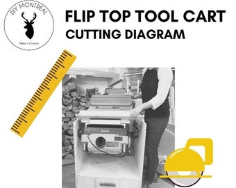 Flip Top Tool Cart | Sander + Planer Tool Stand | Dimensions & Cutting Diagram | PDF Build Plans