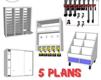 Workshop STORAGE | 5 build plans to optimize shop storage | PLAN BUNDLE | 30% Off