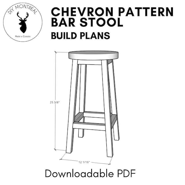 Chevron Pattern Bar Stool | PDF Build Plans