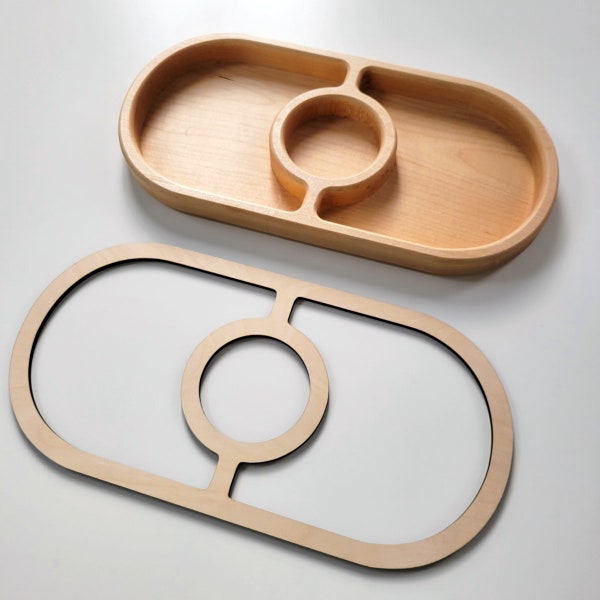 Oval 3-pocket Serving Tray ROUTER TEMPLATE | Plywood template for creating wooden platter  valet tray using a router