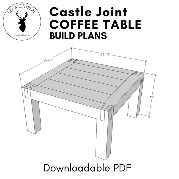 Coffee Table made with Castle Joint Joinery - Build Plans | Square Coffee Table Plans | DIY Outdoor Furniture | PDF Plans