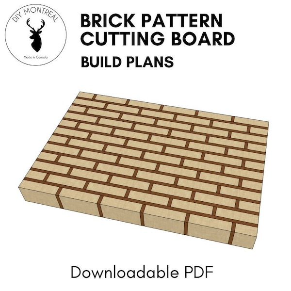 Brick Pattern End Grain Cutting Board | Build Plans | Woodworking | PDF Plans