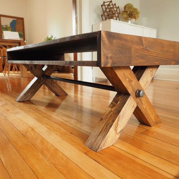 BUILD PLANS | X leg coffee table plans PDF | Modern industrial | Wood and black steel