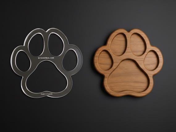 Dog Paw Acrylic Router Template | Woodworking template for making wooden paw shaped tray using a router