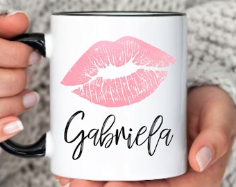 Personalized Lip Mug, Gift for women, Lipstick Gift for Women, Custom Name Coffee Mug, Red Lipstick Gifts, Lips gifts, Lipstick kiss gift