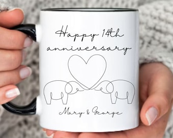 14th Wedding Anniversary Mug, Wife 14th anniversary Gift, 14 Years Anniversary, 14th Wedding Anniversary Cup, Gift For 14th Anniversary