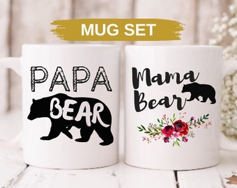 Taza de papá oso, taza de mamá oso, taza de café de papá nuevo, taza de papá nuevo, taza de mamá nueva, oso de mamá y papá, taza de oso de papá oso de mamá, regalos de papá nuevo de