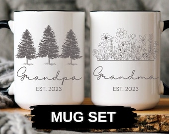 Pregnancy Announcement, Grandparent Mug Set, Baby Announcement, Grandma Grandpa Mug Set,New Grandma Gift,New Grandpa gift,Baby Announcement