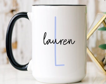 Gepersonaliseerde naam mok, eerste mok, monogram mok, gepersonaliseerde monogram mok, aangepaste brief mok, gepersonaliseerde mok met een naam, naam mok cadeau