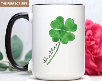 Shamrock Mug, Shamrock Gifts, Four Leaf Clover, 4 leaf clover, St. Patrick's Day, Lucky Day, St patrick's day gift, personalized shamrock