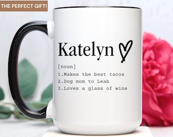 Tasse de définition de nom personnalisée, personnaliser la tasse de café de nom avec la définition faite sur commande, tasse de nom faite sur commande, tasse de signification de nom, tasse de définition de nom
